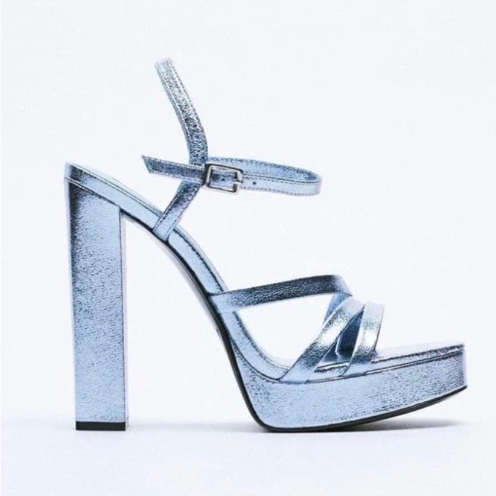 Zara Platform metallic block heels